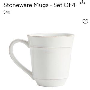 POTTERY BARN CAMBRIA Stoneware Stone White Ivory Coffee Tea Mugs Portugal (4)